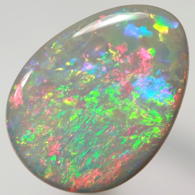 SOLID SEMI BLACK OPAL Top quality. Floral Harlequin pattern, red and green SEE VIDEO  